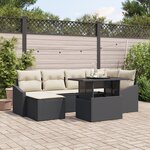 vidaXL Ensemble de 7 pièces de canapé de jardin avec coussins en poly rotin noir