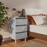 vidaXL Tables de chevet avec pieds en bois 2 Pièces gris béton 40x35x69cm