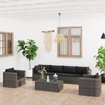 vidaXL Salon de jardin 7 Pièces avec coussins résine tressée gris