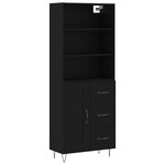 vidaXL Buffet haut Noir 69 5x34x180 cm Bois d'ingénierie