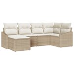 vidaXL Ensemble de canapé de jardin 6 pièces avec coussins Beige Poly Rattan