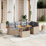 vidaXL Salon de jardin avec coussins 6 Pièces beige résine tressée