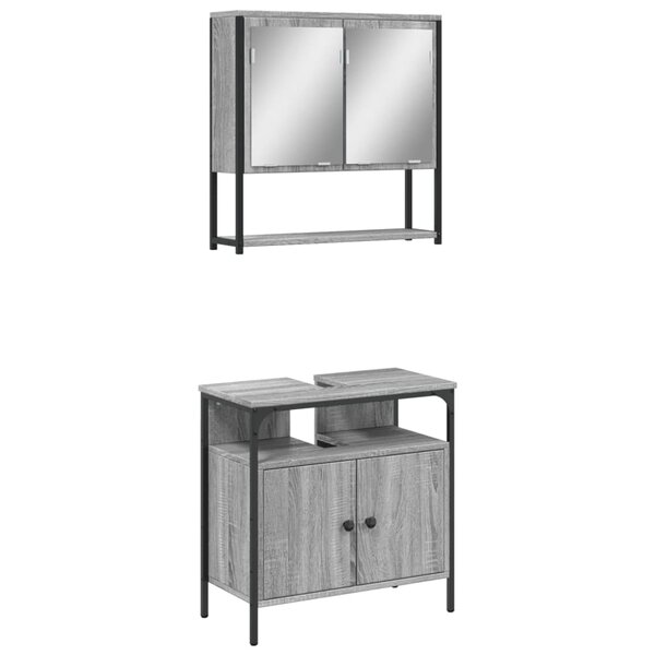 vidaXL Ensemble de meubles de salle de bain 2 Pièces Sonoma gris