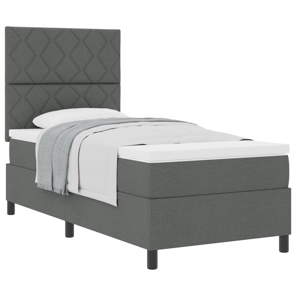 vidaXL Lit à ressorts avec matelas gris foncé 90x200 cm en tissu