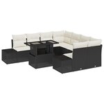 vidaXL ensemble de canapé de jardin 9 pièces avec coussins en poly rattan noir