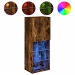 vidaXL Meuble TV avec lumières LED chêne fumé 40 5x30x102 cm