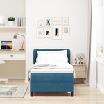 Lit box spring vidaXL avec matelas bleu foncé 80x200 cm en velours