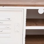 vidaXL Meuble TV Blanc 110x30x40 cm Fer et bois de sapin massif