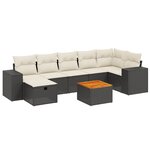 vidaXL Salon de jardin 8 Pièces avec coussins noir résine tressée