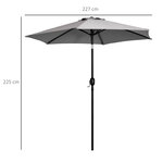 Parasol hexagonal inclinable dim. Ø 2 3 x 2 16H m métal polyester haute densité gris