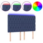 vidaXL Tête de lit à LED Bleu 144x7x118/128 cm Tissu