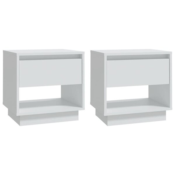 vidaXL Tables de chevet 2 Pièces Blanc 45x34x44 cm Aggloméré