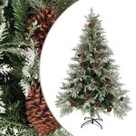 vidaXL Sapin de Noël avec pommes de pin Vert et blanc 150 cm PVC et PE
