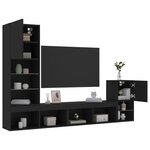 vidaXL Unités murales TV avec LED 4 Pièces noir bois d'ingénierie