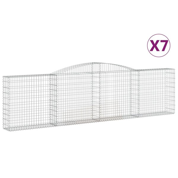 vidaXL Paniers à gabions arqués 7 Pièces 400x30x100/120 cm Fer galvanisé