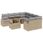 vidaXL Ensemble de 9 Canapés de Jardin avec Coussins Beige en Rattan Poly