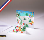 Carte tri-volet fin d'année théâtre d'hiver créée et imprimée en france- joyeux noël- le père noël