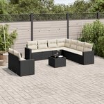 vidaXL Salon de jardin 10 Pièces avec coussins noir résine tressée