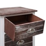 vidaXL Table de chevet Marron et blanc 38x28x45 cm Bois de Paulownia