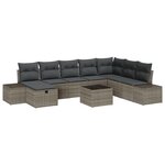 vidaXL Ensemble de Canapé de Jardin 9 pièces avec Coussins Gris en Rotin Synthétique