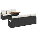 Ensemble de canapés de jardin 8 pièces avec coussins Poly Rattan Noir