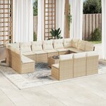 vidaXL Salon de jardin avec coussins 14 Pièces beige résine tressée