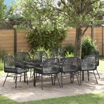 vidaXL Ensemble de Salle à Manger de Jardin 9 Pièces avec Coussins Noir Rotin Synthétique