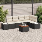 vidaXL Ensemble de canapé de jardin 6 pièces avec coussins noir poly rotin acacia