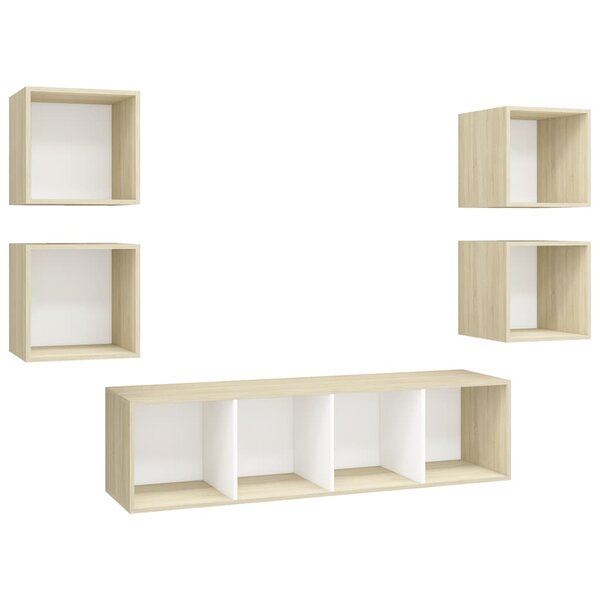 vidaXL Ensemble de meubles TV 5Pièces Blanc chêne sonoma Bois ingénierie