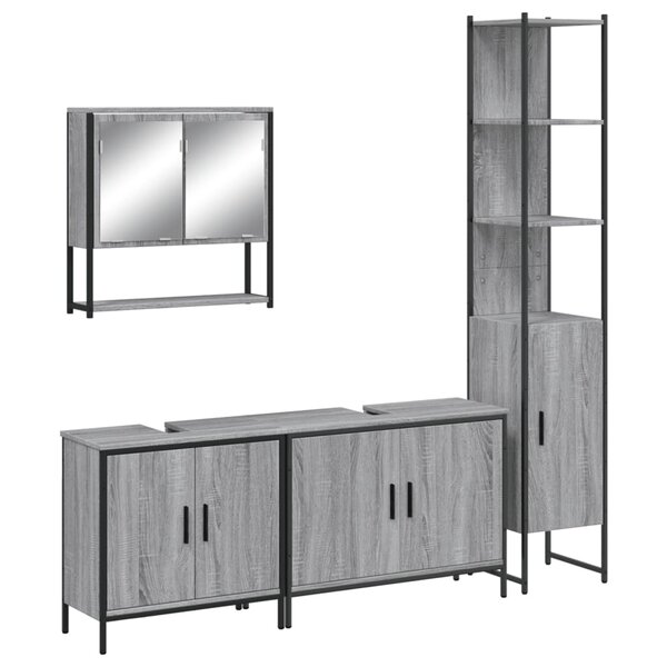 vidaXL Ensemble de meubles de salle de bain 4 Pièces Sonoma gris