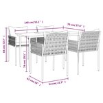 vidaXL Ensemble à manger de jardin 5 Pièces coussins résine tressée acier