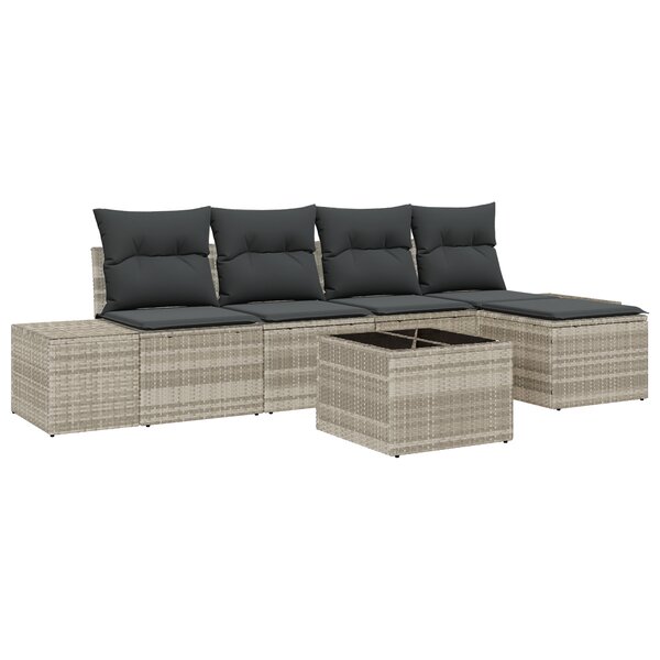 vidaXL Ensemble de Canapés de Jardin 6 Pièces avec Coussins Gris Rotin Synthétique