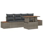 vidaXL Ensemble de Canapés de Jardin de 5 Pièces avec Coussins Gris Rattan Poly
