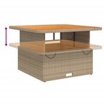 vidaXL Table de jardin beige 110x110x71 cm résine tressée bois acacia