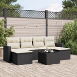 vidaXL Salon de jardin 7 Pièces avec coussins noir résine tressée