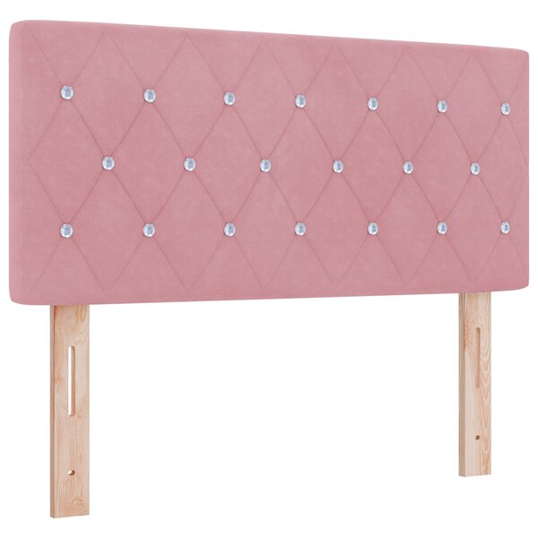 vidaXL Tête de lit avec boutons en cristal en velours rose 90 cm