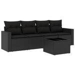vidaXL Salon de jardin 5 Pièces avec coussins noir résine tressée