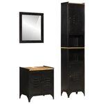 vidaXL Ensemble de meubles salle de bain 3 Pièces fer et bois de manguier
