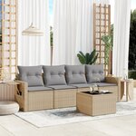 vidaXL Salon de jardin avec coussins 5 Pièces beige résine tressée
