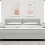 Tête de lit LED vidaXL Design en blocs de diamant Gris clair 180 cm Velours
