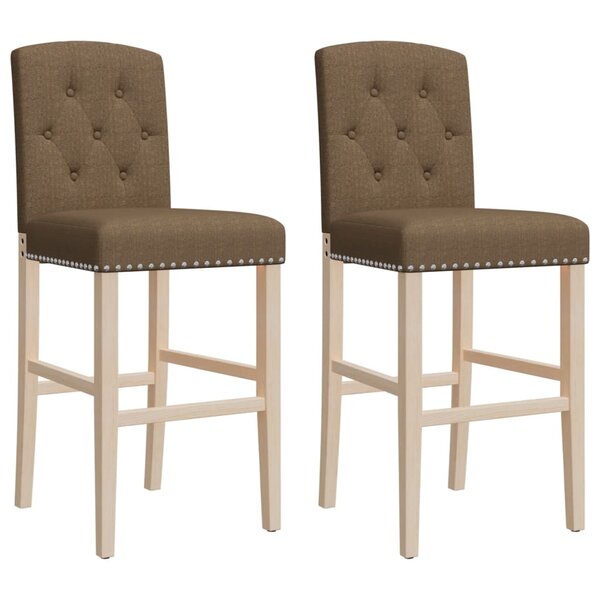 vidaXL Chaises de bar lot de 2 bois massif d'hévéa et tissu