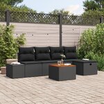vidaXL Set de Canapé de Jardin de 6 Pièces avec Coussins en Poly Rattan Noir