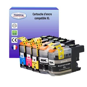 T3AZUR- Lot de 5 Cartouches compatibles avec Brother LC127XL  LC125XL pour Brother MFC-J4510DW  MFC-J4610DW