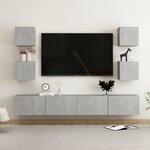 vidaXL Ensemble de meubles TV 6 Pièces Gris béton Bois d'ingénierie