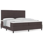 vidaXL Lit à ressorts avec matelas Marron foncé 200x200 cm Tissu