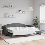 vidaXL Lit de jour avec gigogne sans matelas gris foncé 90x200 cm