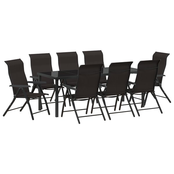 vidaXL Ensemble de 9 pièces pour repas en jardin noir rattan poly