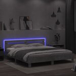 vidaXL Cadre de lit avec tête de lit et LED gris béton 200x200 cm