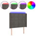 vidaXL Tête de lit à LED Gris foncé 83x16x118/128 cm Velours