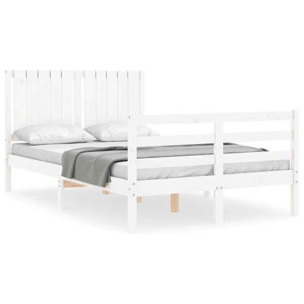 vidaXL Cadre de lit sans matelas blanc bois massif